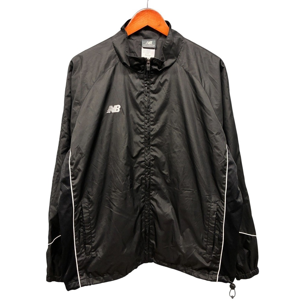 New Balance Windbreaker Full Zip Jacket Mens L Black Lightweight Sporty